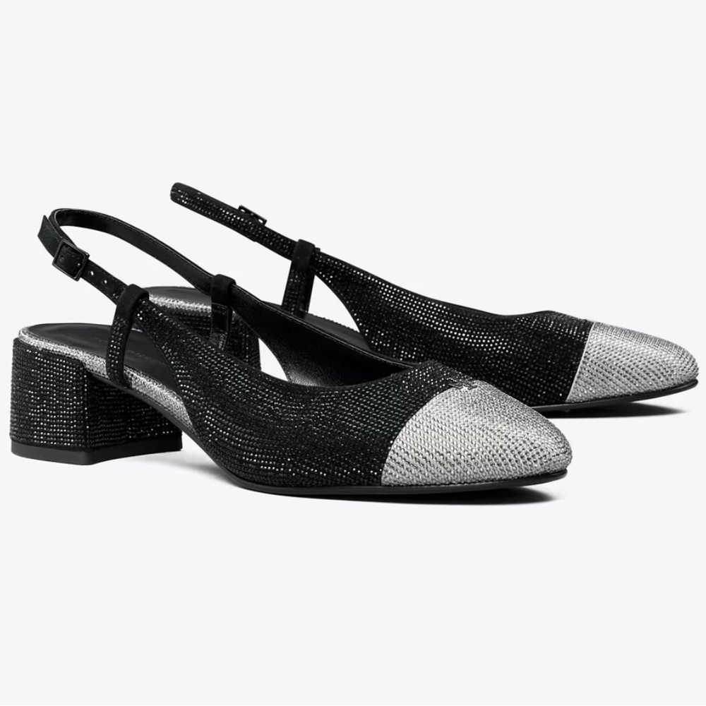 Tory Burch 
CAP-TOE PAVÉ SLINGBACK
